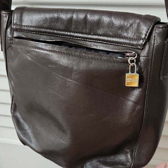 Perlina Chocolate Brown Leather Crossbody with Silver-Tone Lock - Picture 10 of 11